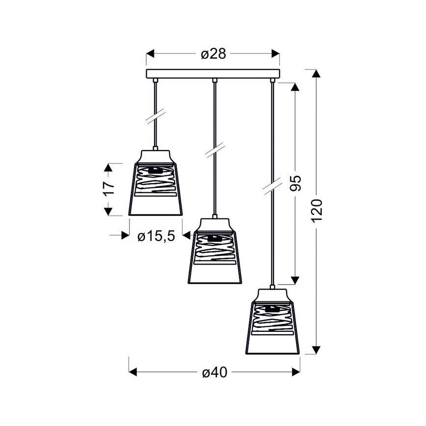 Candelabro suspenso FRESNO 3xE27/60W/230V