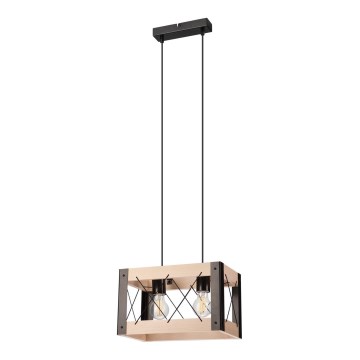 Candelabro suspenso FRIDA 2xE27/60W/230V preto/bege faia
