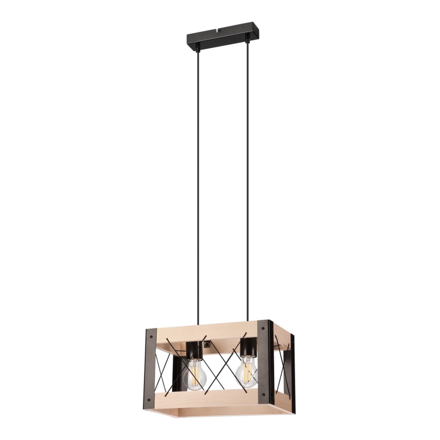 Candelabro suspenso FRIDA 2xE27/60W/230V preto/bege faia