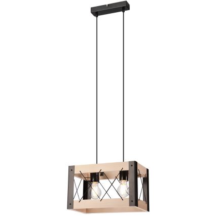 Candelabro suspenso FRIDA 2xE27/60W/230V preto/bege faia