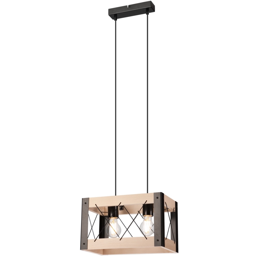 Candelabro suspenso FRIDA 2xE27/60W/230V preto/bege faia