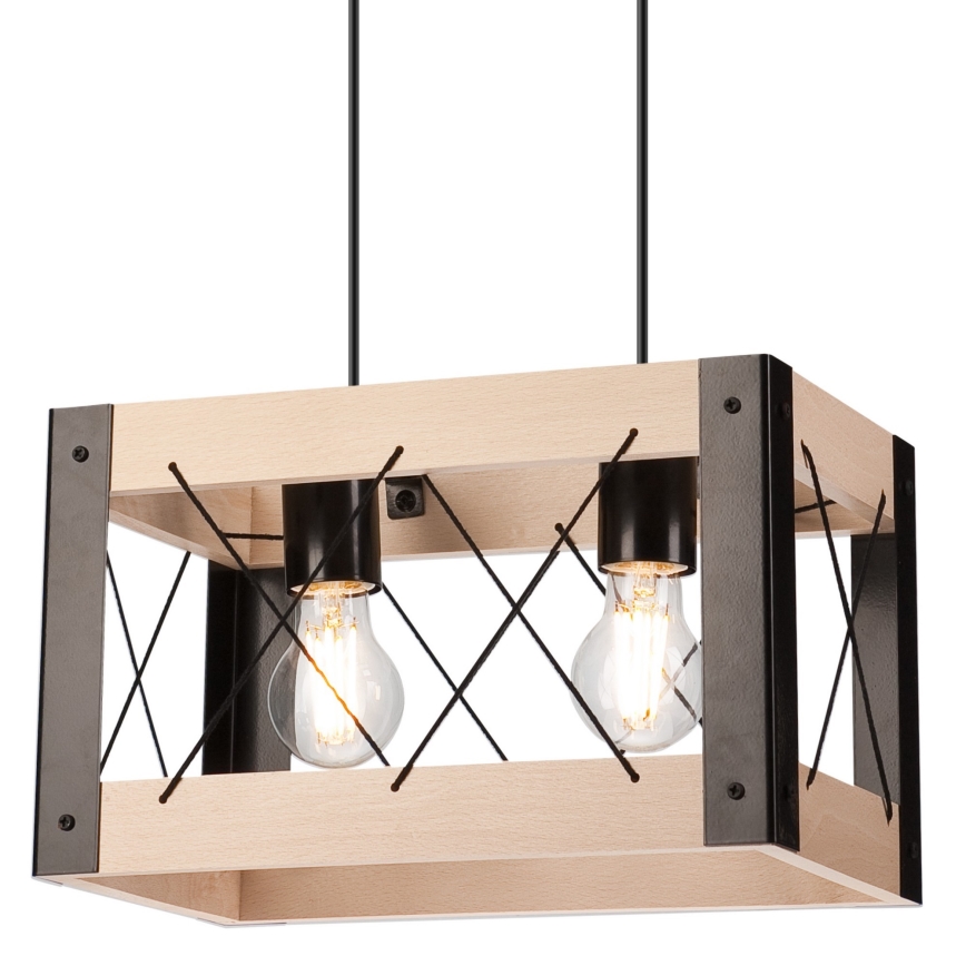 Candelabro suspenso FRIDA 2xE27/60W/230V preto/bege faia
