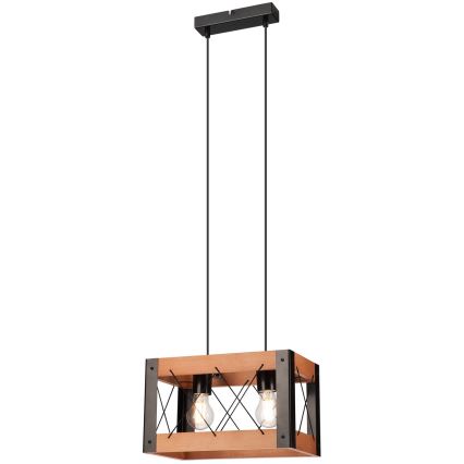 Candelabro suspenso FRIDA 2xE27/60W/230V preto/castanho faia