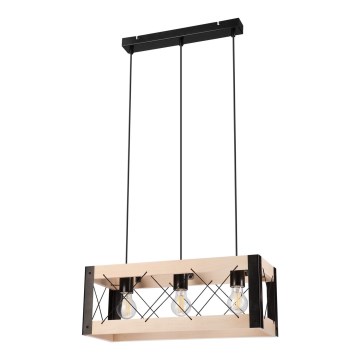 Candelabro suspenso FRIDA 3xE27/60W/230V preto/bege faia