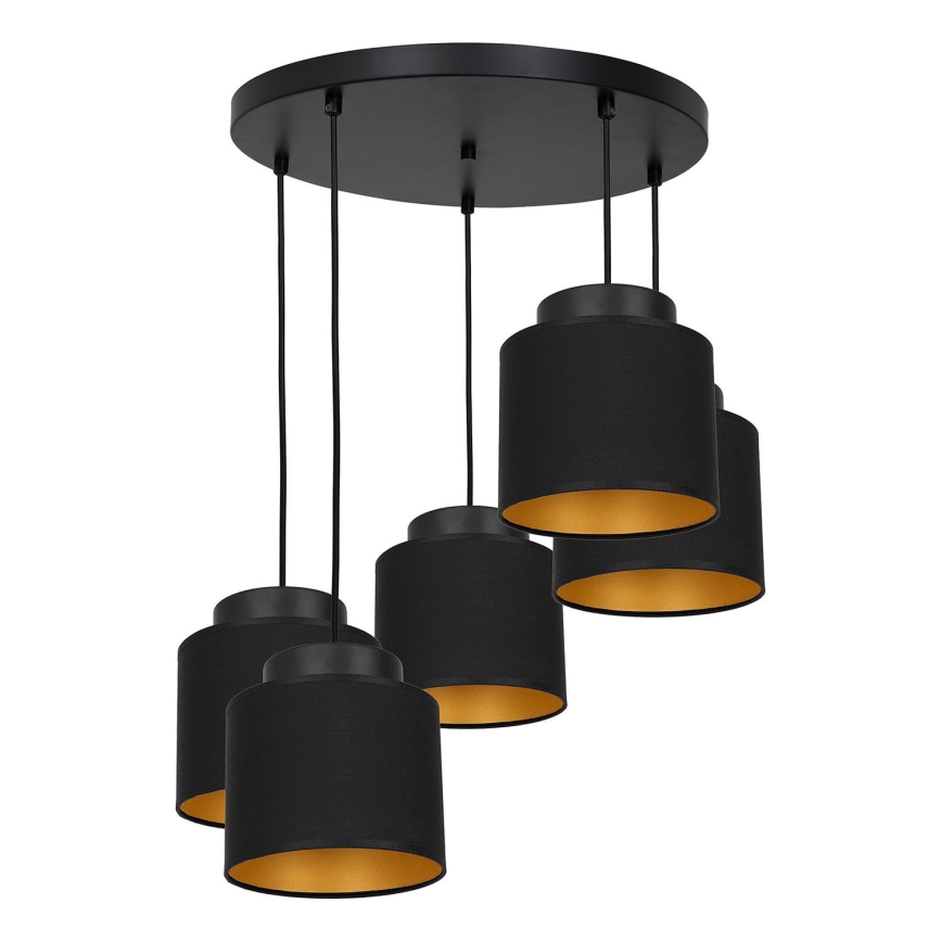 Candelabro suspenso FRODI 5xE27/60W/230V preto redondo