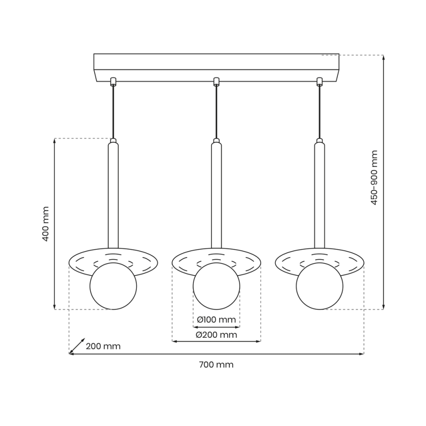 Candelabro suspenso FUTURA 3xG9/7W/230V preto