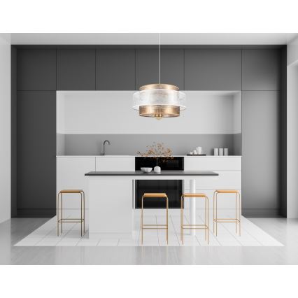 Candelabro suspenso GABI 1xE27/60W/230V dourado/branco diâmetro 40 cm