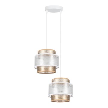 Candelabro suspenso GABI 2xE27/60W/230V dourado/branco diâmetro 30 cm