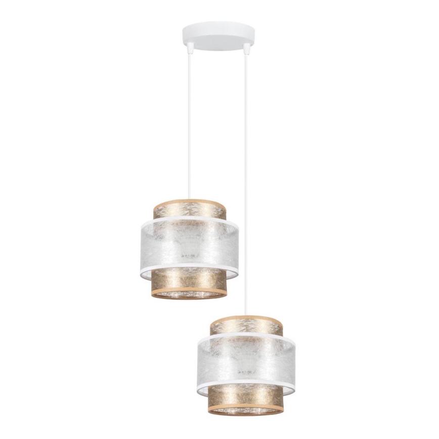 Candelabro suspenso GABI 2xE27/60W/230V dourado/branco diâmetro 30 cm