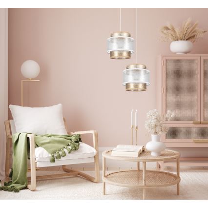 Candelabro suspenso GABI 2xE27/60W/230V dourado/branco diâmetro 30 cm