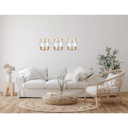 Candelabro suspenso GABI 3xE27/60W/230V dourado/branco