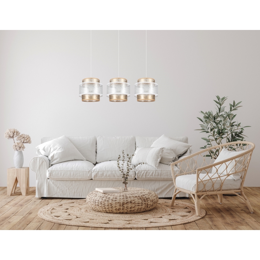 Candelabro suspenso GABI 3xE27/60W/230V dourado/branco