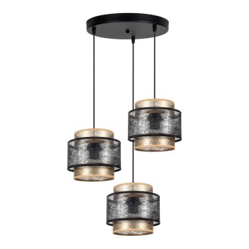 Candelabro suspenso GABI 3xE27/60W/230V dourado/preto diâmetro 45 cm
