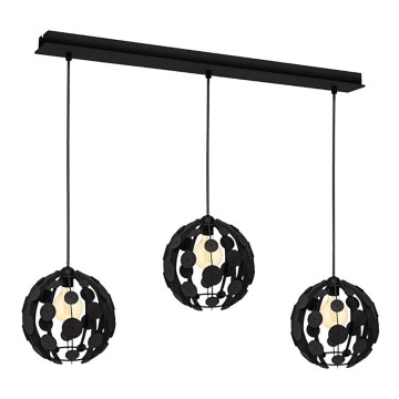 Candelabro suspenso GAIA 3xE27/60W/230V preto/castanho