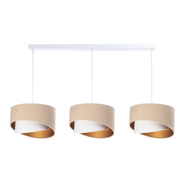 Candelabro suspenso GALAXY 3xE27/60W/230V bege/branco/dourado