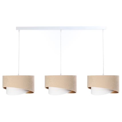 Candelabro suspenso GALAXY 3xE27/60W/230V bege/branco/dourado