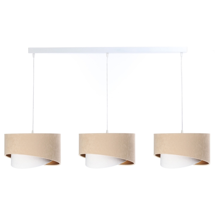 Candelabro suspenso GALAXY 3xE27/60W/230V bege/branco/dourado