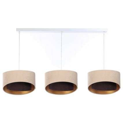 Candelabro suspenso GALAXY 3xE27/60W/230V bege/castanho/dourado