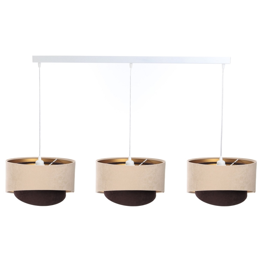 Candelabro suspenso GALAXY 3xE27/60W/230V bege/castanho/dourado