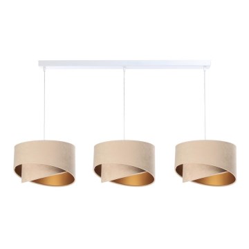 Candelabro suspenso GALAXY 3xE27/60W/230V bege/dourado