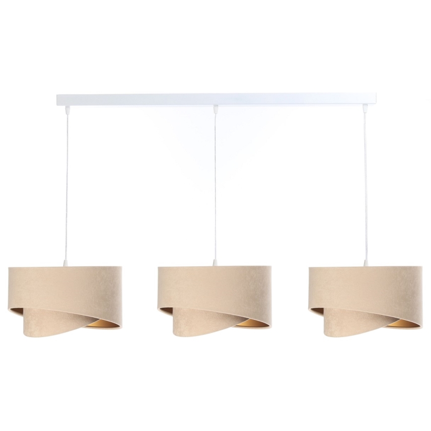 Candelabro suspenso GALAXY 3xE27/60W/230V bege/dourado