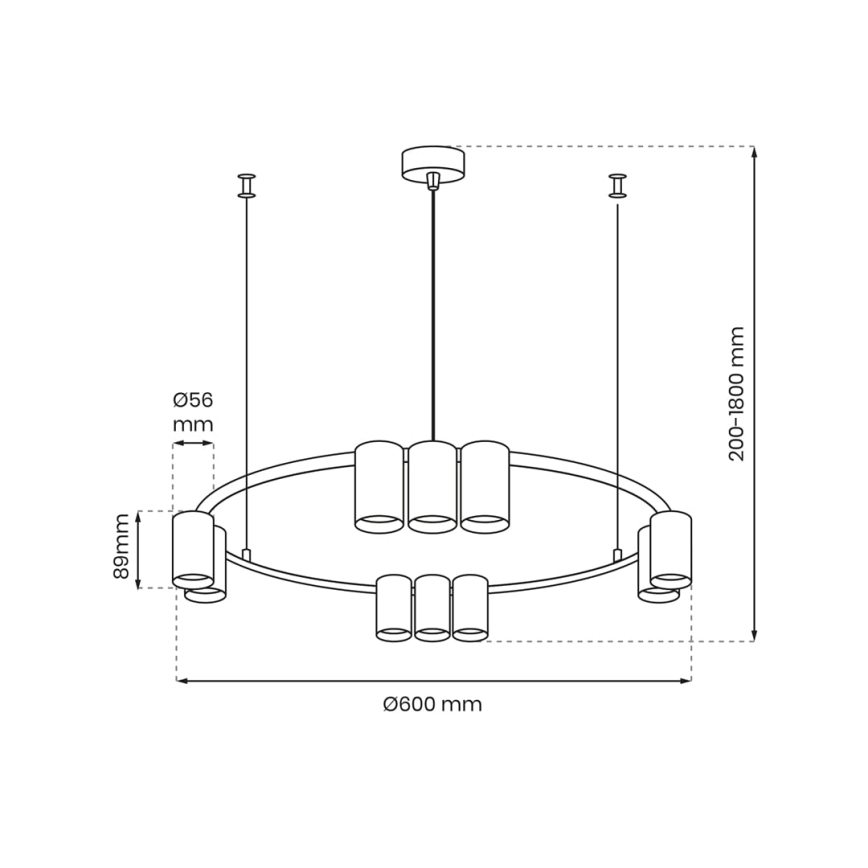 Candelabro suspenso GENESIS 10xGU10/8W/230V preto