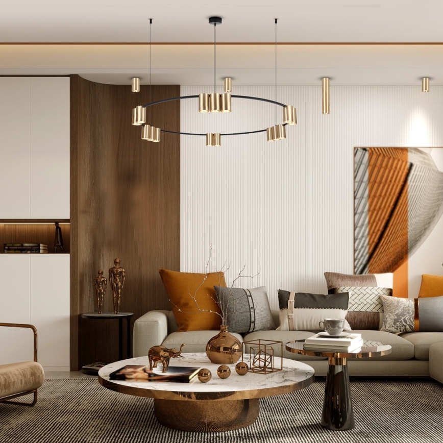 Candelabro suspenso GENESIS 15xGU10/8W/230V dourada