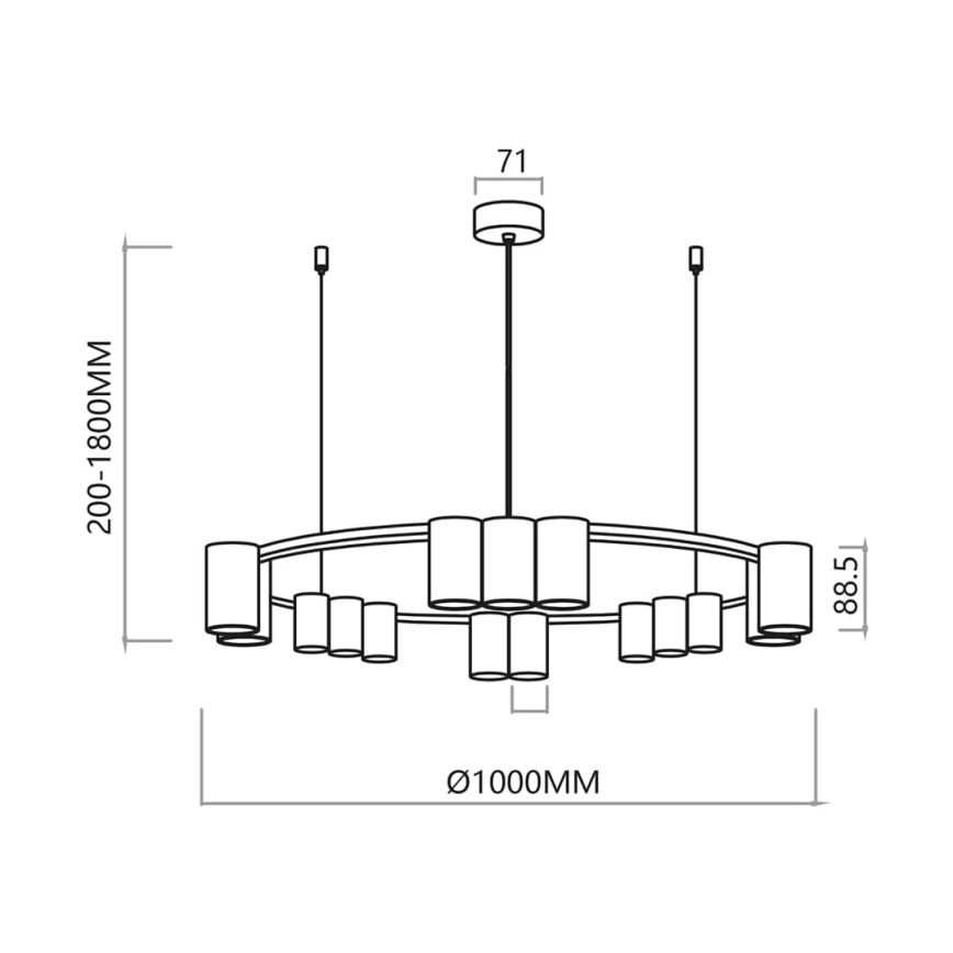 Candelabro suspenso GENESIS 15xGU10/8W/230V dourada