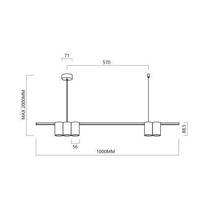 Candelabro suspenso GENESIS 5xGU10/8W/230V dourada