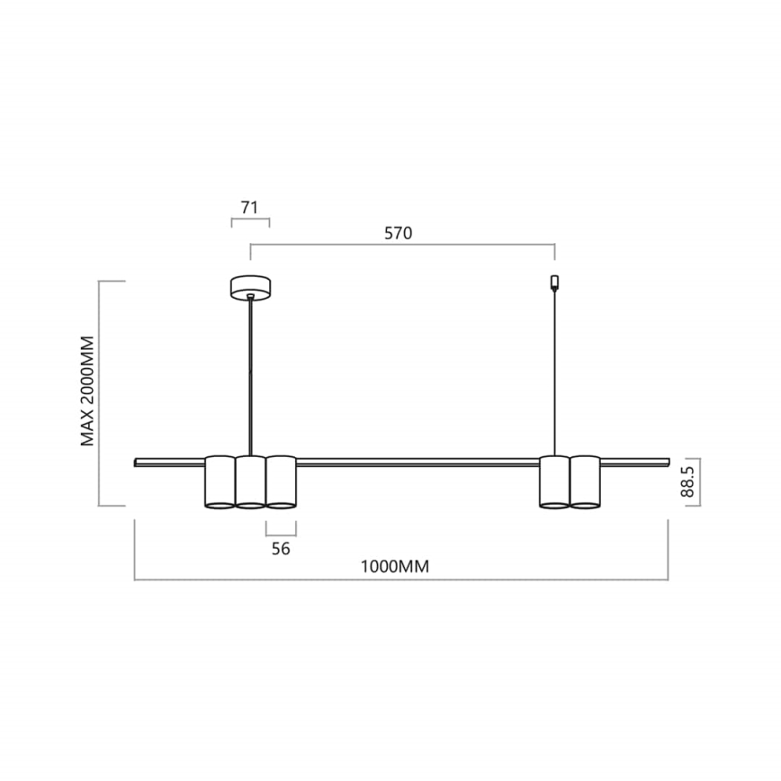 Candelabro suspenso GENESIS 5xGU10/8W/230V dourada