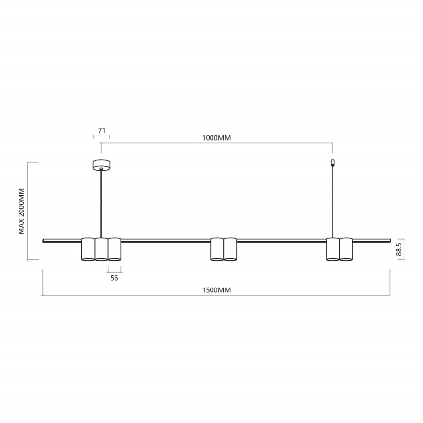 Candelabro suspenso GENESIS 7xGU10/8W/230V dourada