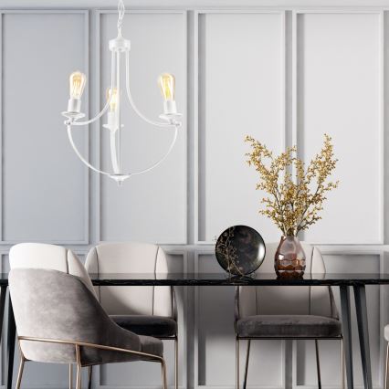 Candelabro suspenso GINA 3xE27/60W/230V branco