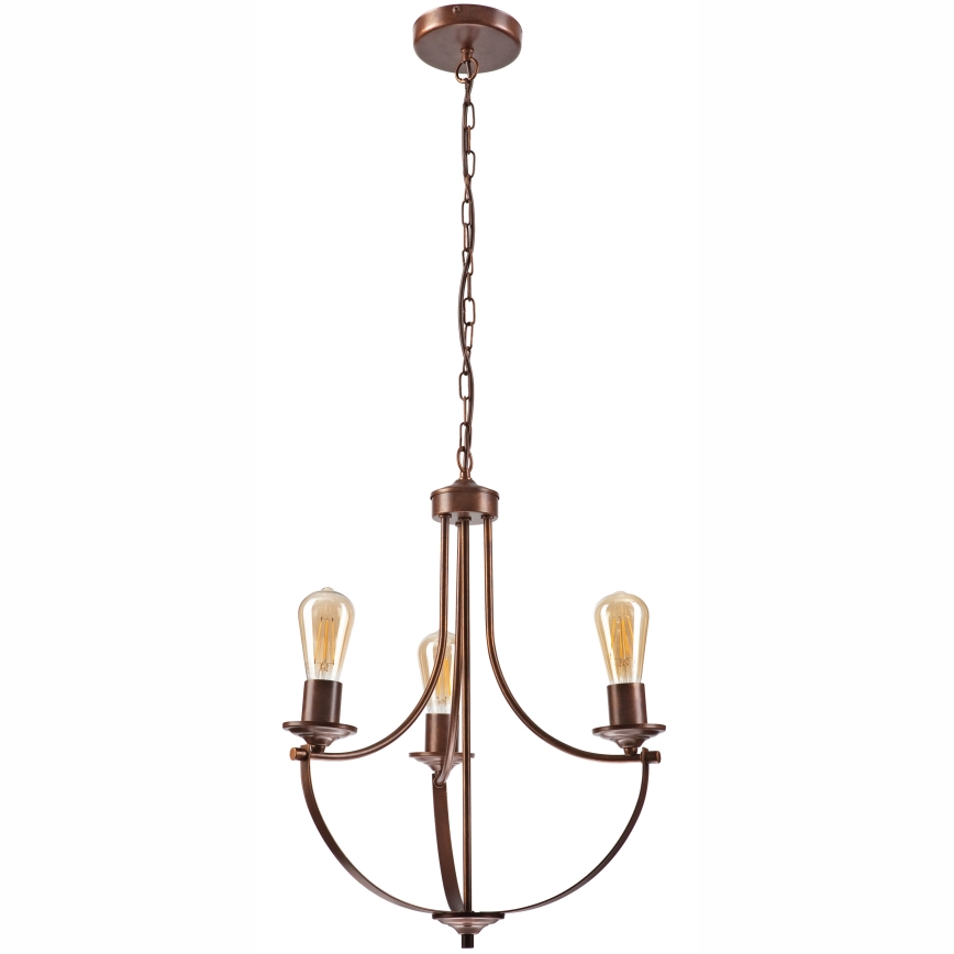 Candelabro suspenso GINA 3xE27/60W/230V castanho