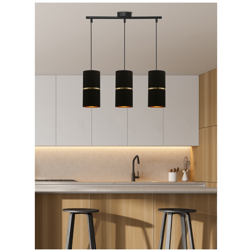 Candelabro suspenso GINA 3xE27/60W/230V preto