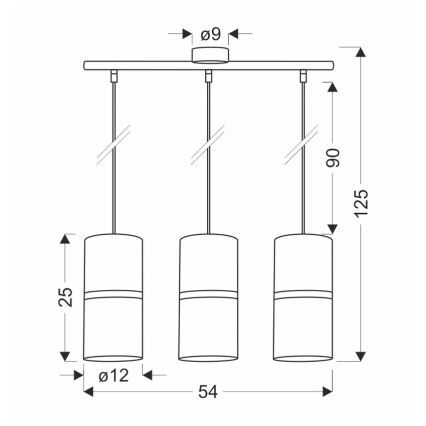Candelabro suspenso GINA 3xE27/60W/230V preto