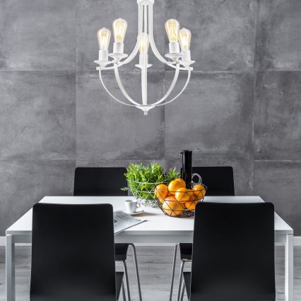Candelabro suspenso GINA 5xE27/60W/230V branco
