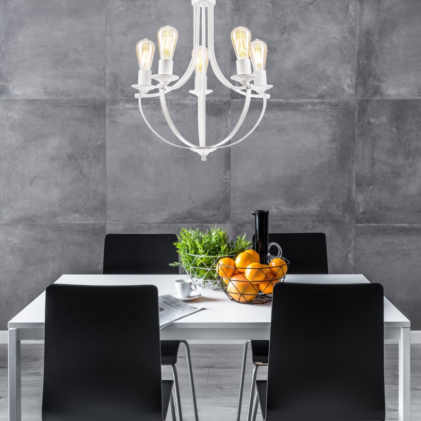 Candelabro suspenso GINA 5xE27/60W/230V branco