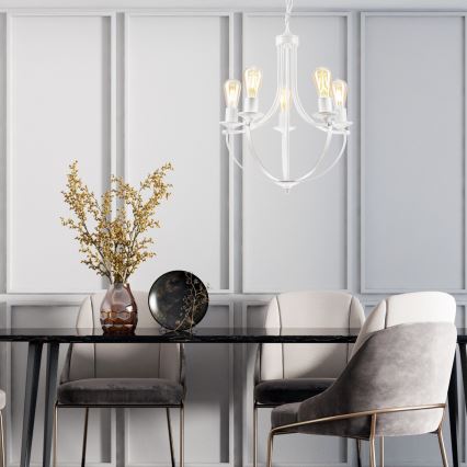 Candelabro suspenso GINA 5xE27/60W/230V branco