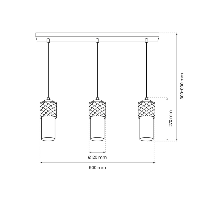 Candelabro suspenso GLAM 3xE27/60W/230V