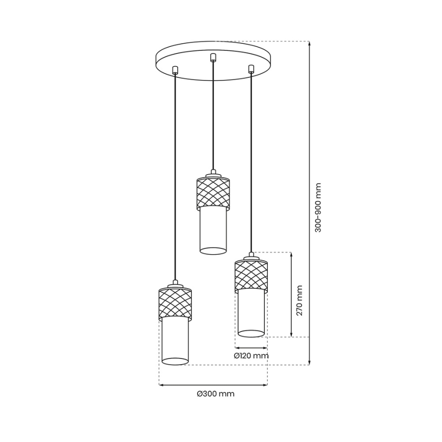 Candelabro suspenso GLAM 3xE27/60W/230V