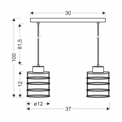 Candelabro suspenso GLOB 2xE27/40W/230V preto