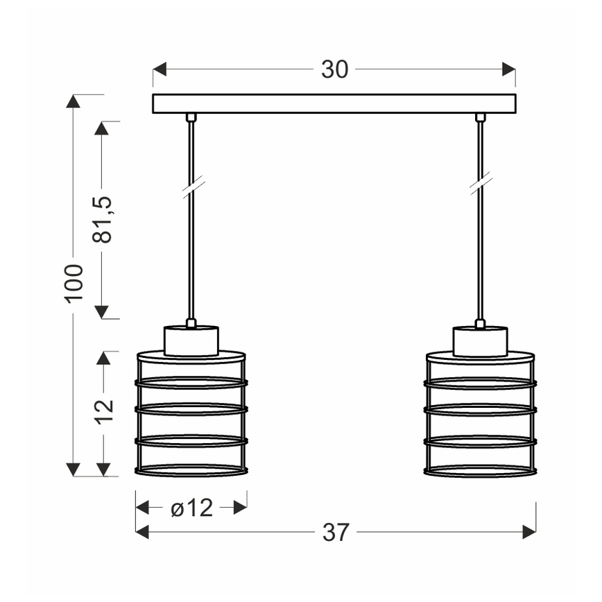 Candelabro suspenso GLOB 2xE27/40W/230V preto