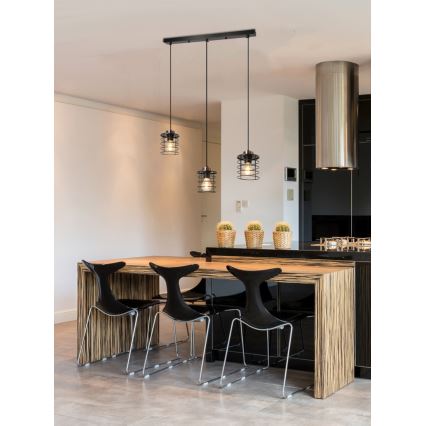 Candelabro suspenso GLOB 3xE27/40W/230V preto