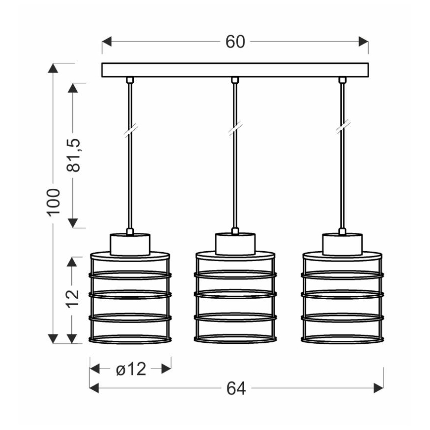 Candelabro suspenso GLOB 3xE27/40W/230V preto