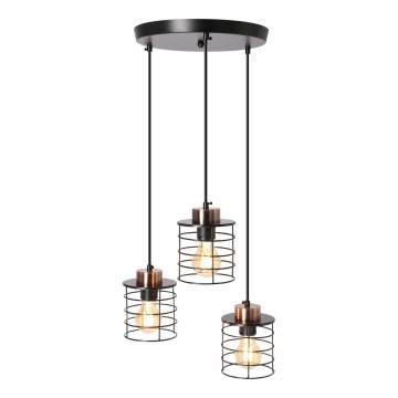 Candelabro suspenso GLOB 3xE27/40W/230V preto