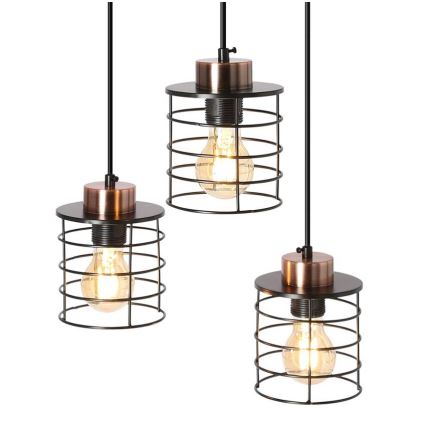 Candelabro suspenso GLOB 3xE27/40W/230V preto