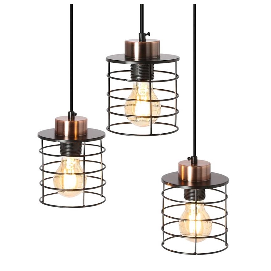 Candelabro suspenso GLOB 3xE27/40W/230V preto