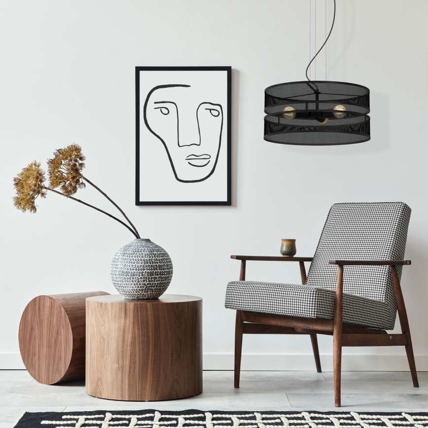 Candelabro suspenso GLUM 3xE27/60W/230V preto
