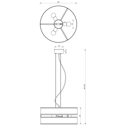 Candelabro suspenso GLUM 3xE27/60W/230V preto