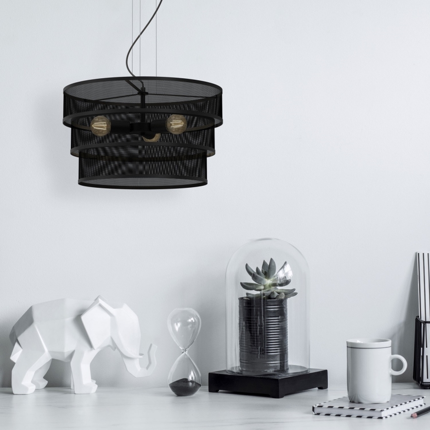 Candelabro suspenso GLUM 3xE27/60W/230V preto